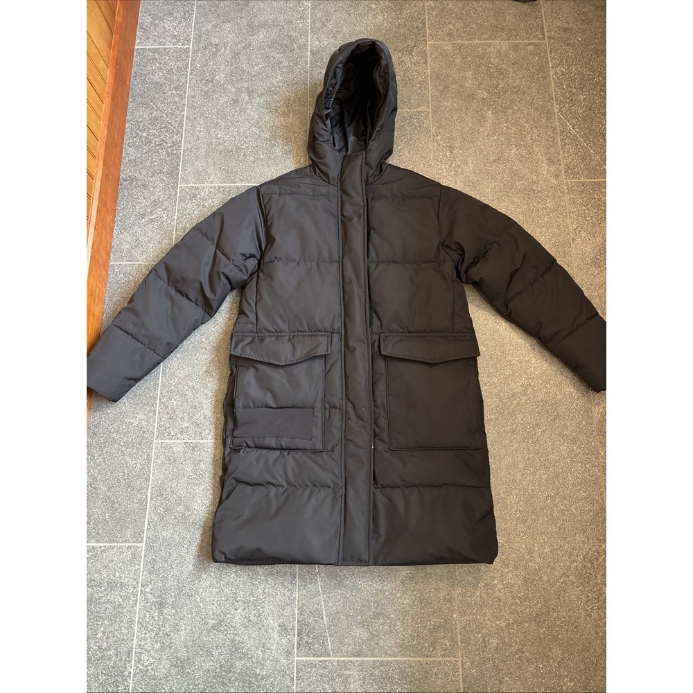 Everlane Renew Long Puffer PrimaLoft Hooded Coat Black Women US Size XS